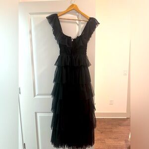 Black tulle maxi dress